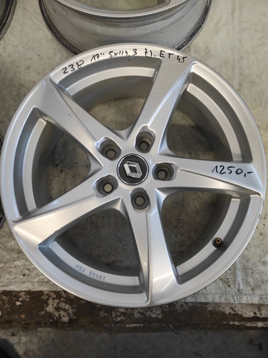 238 felgi aluminiowe RENAULT R 17 5x114,3 Bardzo Ładne CZUJNIKI