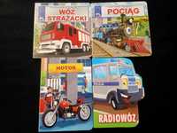 Książki o pojazdach Pociąg Radiowóz Wóz strażacki Motor