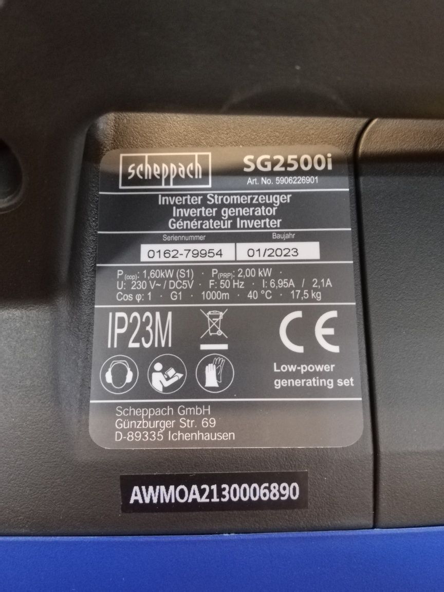 Генератор инверторный scheppach SG2500i 2квт.