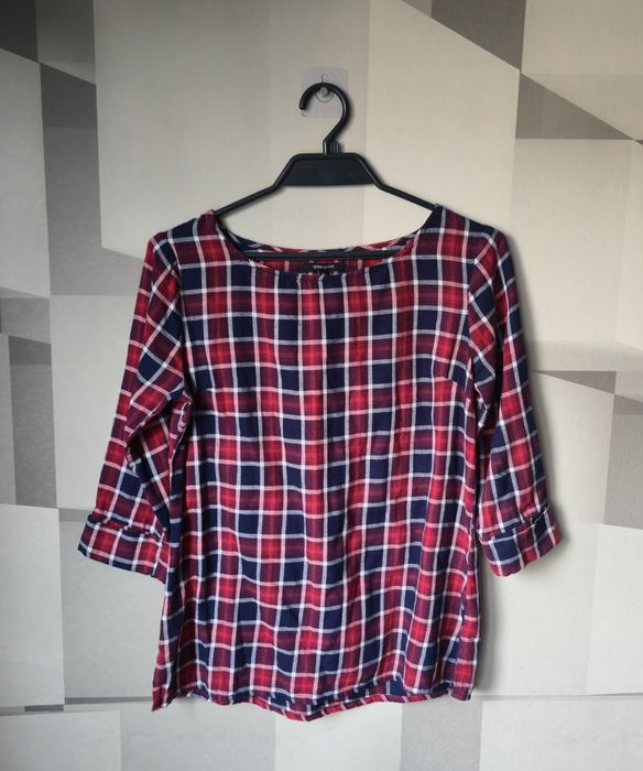 Bluzka w kratkę, z rękawem 3/4, rozmiar S/36