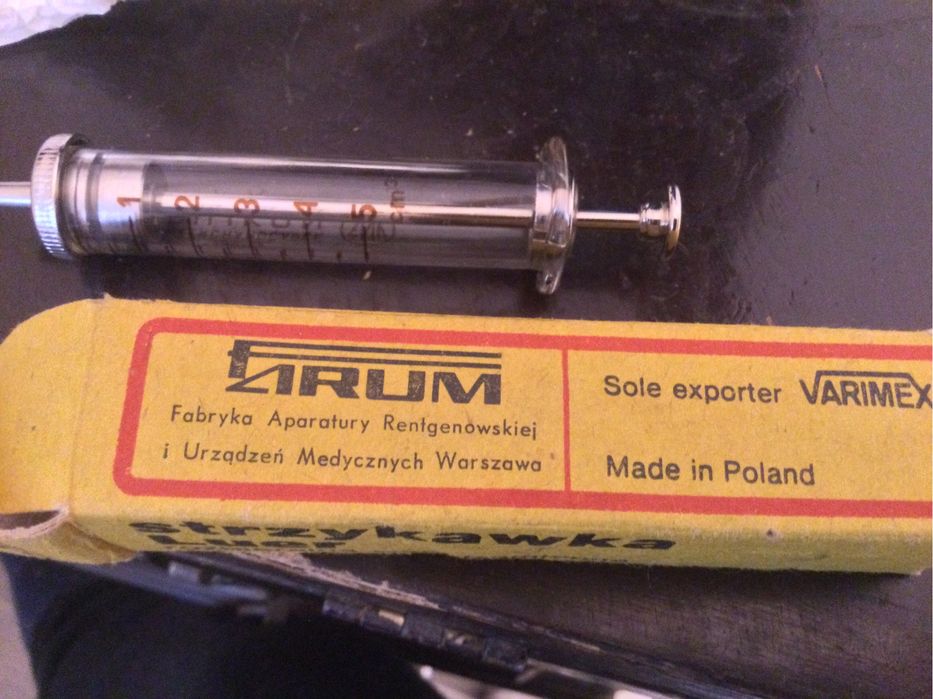 Strzykawka szklana.PRL,zabytek,antyk,starocie,okazja,medycyna,apteka