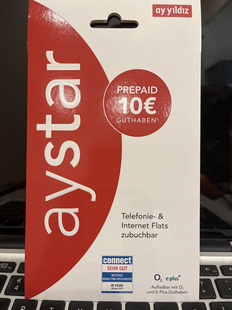 Ay Yildiz DE +49 niemiecki Starter Karta SIM Card PrePaid