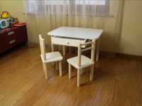 Дитячий дерев'яний столик стільчик білий новий стіл меблі в дитячу
