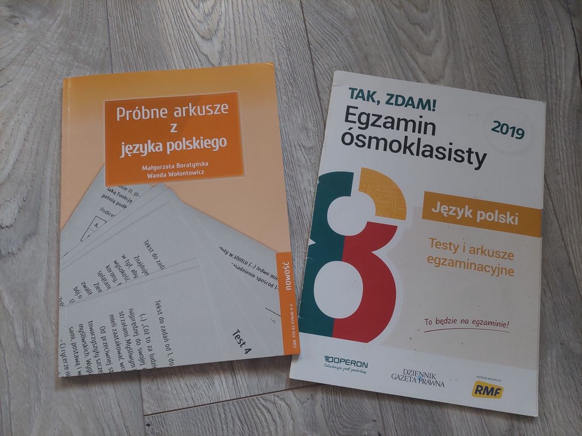 Próbne arkusze - egzamin ósmoklasisty - matematyka i j. polski+ GRATIS