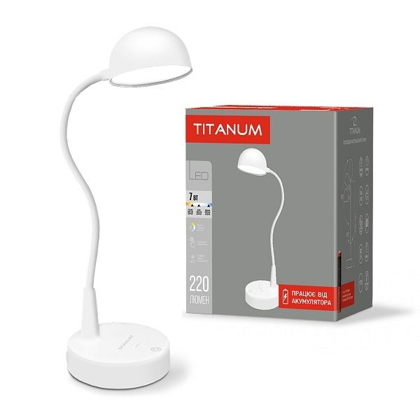 Настiльна LED лампа з акумулятором TITANUM TLTF-012W 7W 3000-6000K АКБ