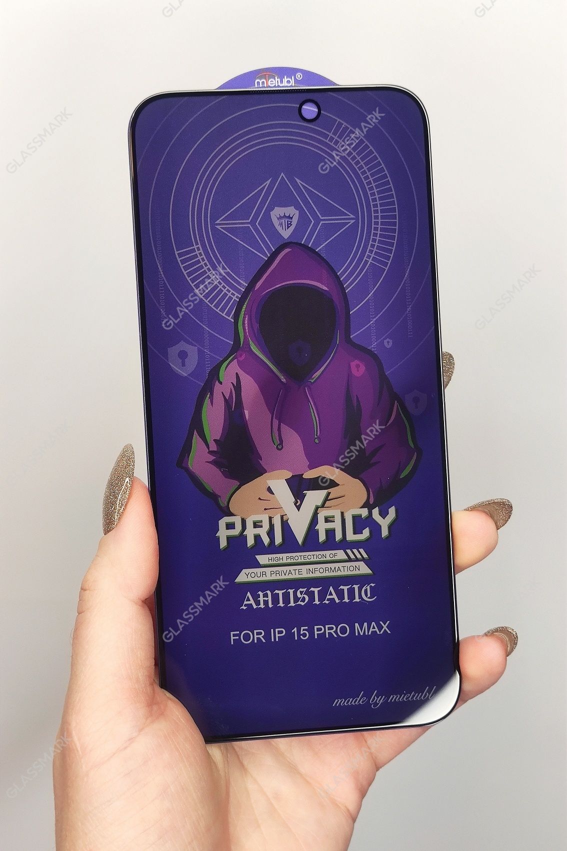 Защитное стекло приватное Anti-SPY iPhone 15 Pro Max 15 Pro антишпигун