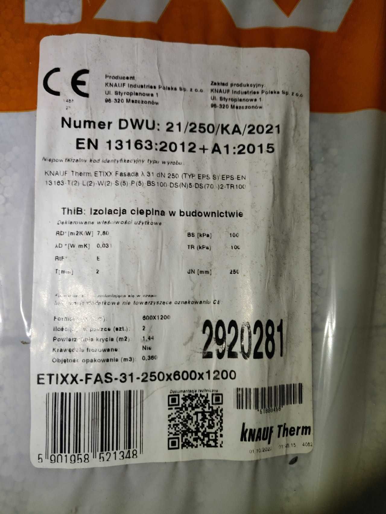 styropian fasadowy Knauf, grafit, L 031 25x60x120cm (z formy)