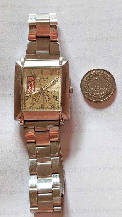 ROCKER Zegarek Męski | Stal-Metal | Beżowa Tarcza