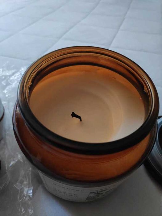 Zestaw świeczek szkło zielone zioła i 4 tealighty żurawina