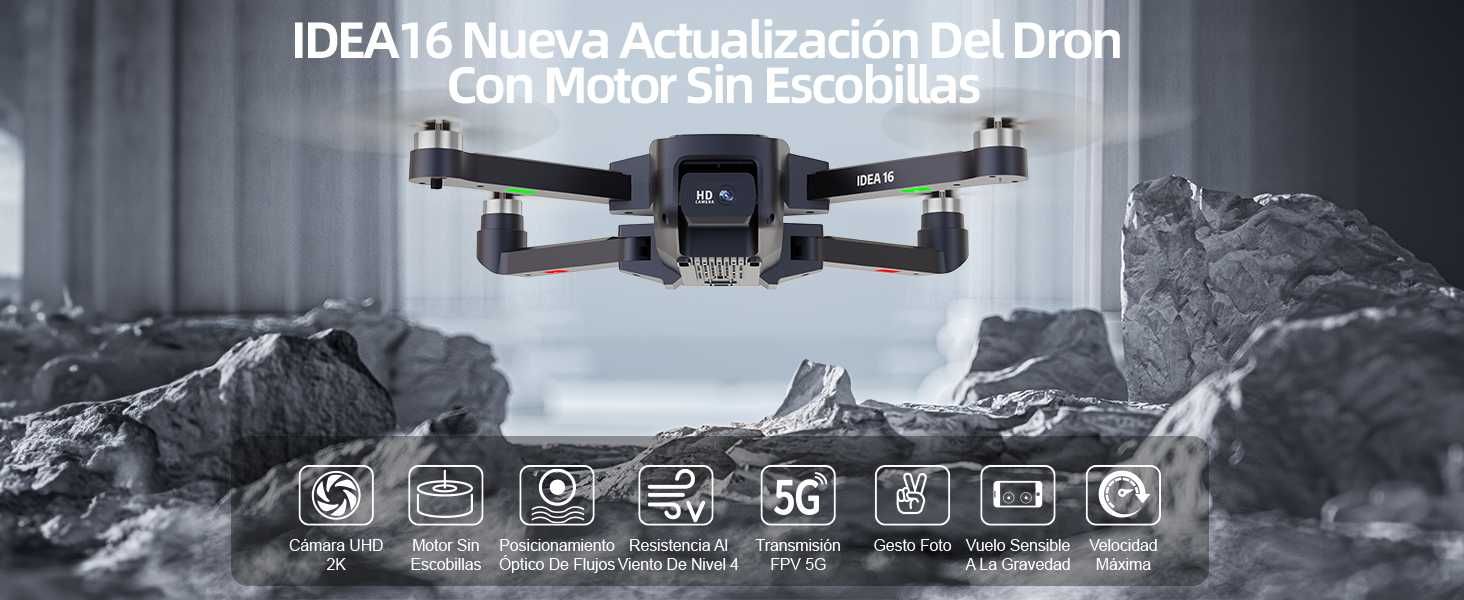 Drone IDEA16P câmara 2K 5 GHz WIFI 2 câmaras 40 km/h 2 baterias - NOVO