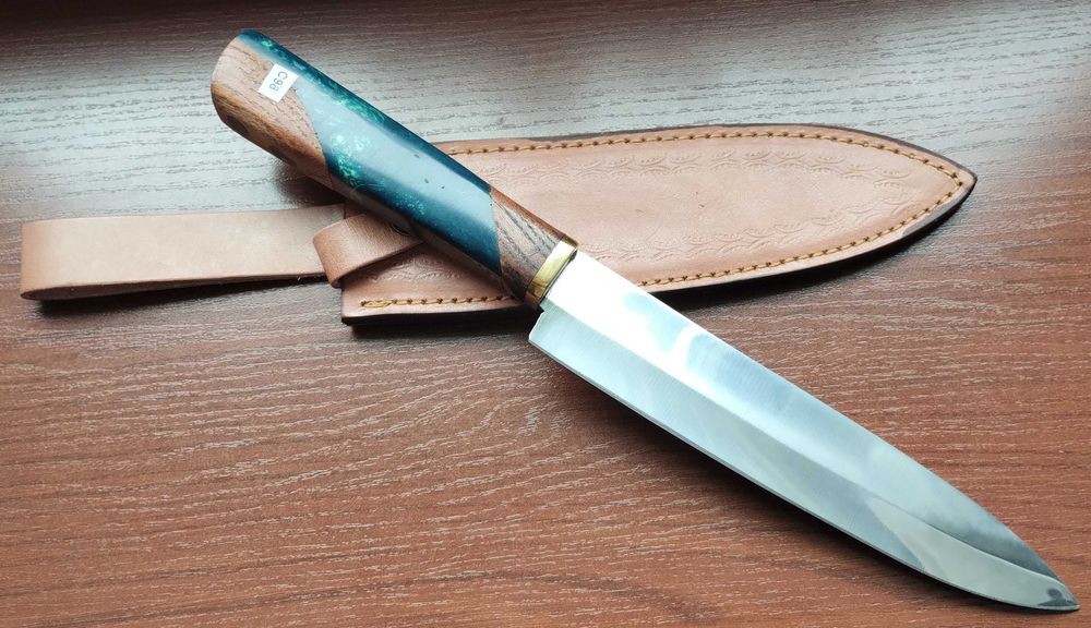 NÓŻ KUCHENNY szefa kuchni myśliwski stal D2 ręcznie wykonany 32cm