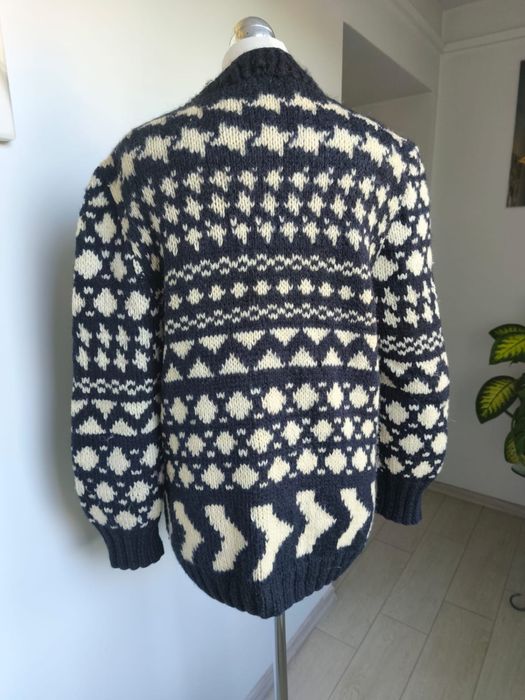 Handmade wełniany kardigan / sweter robiony na drutach
