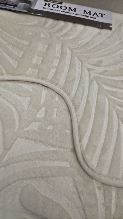 Dywaniki łazienkowe komplet 2częściowy pluszowe śmietanka szary