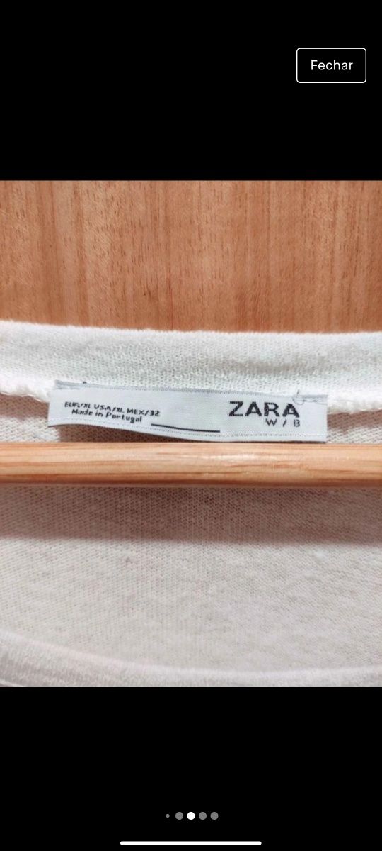 T-Shirt Algodão Linho Zara XL