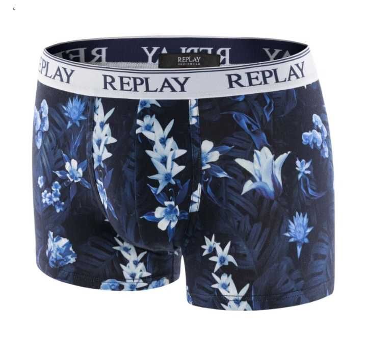 Boxer Replay florido azul