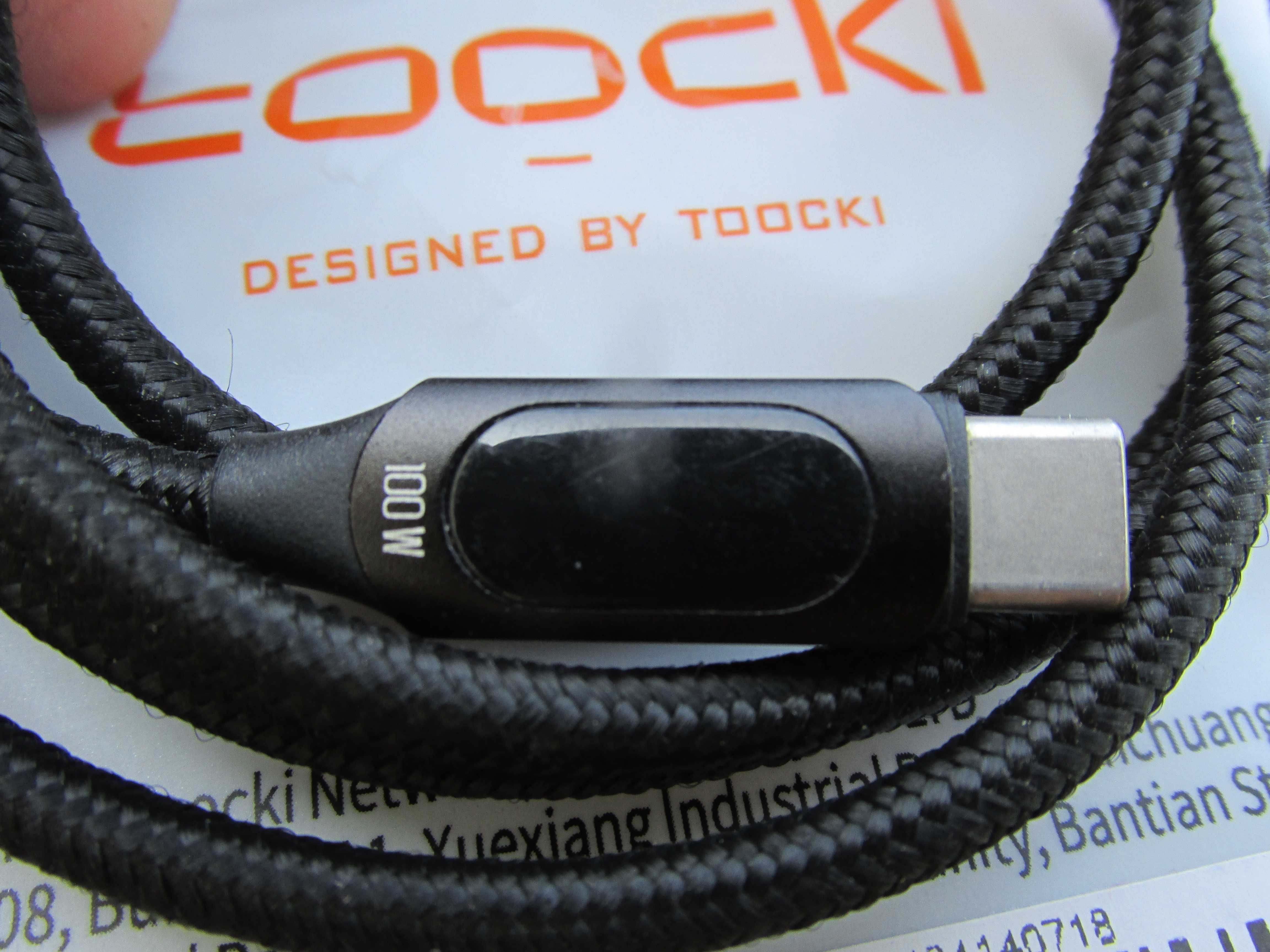 Kabel Toocki USB C/USB-C 100cm 100W z wyświetlaniem prędkości ładowani