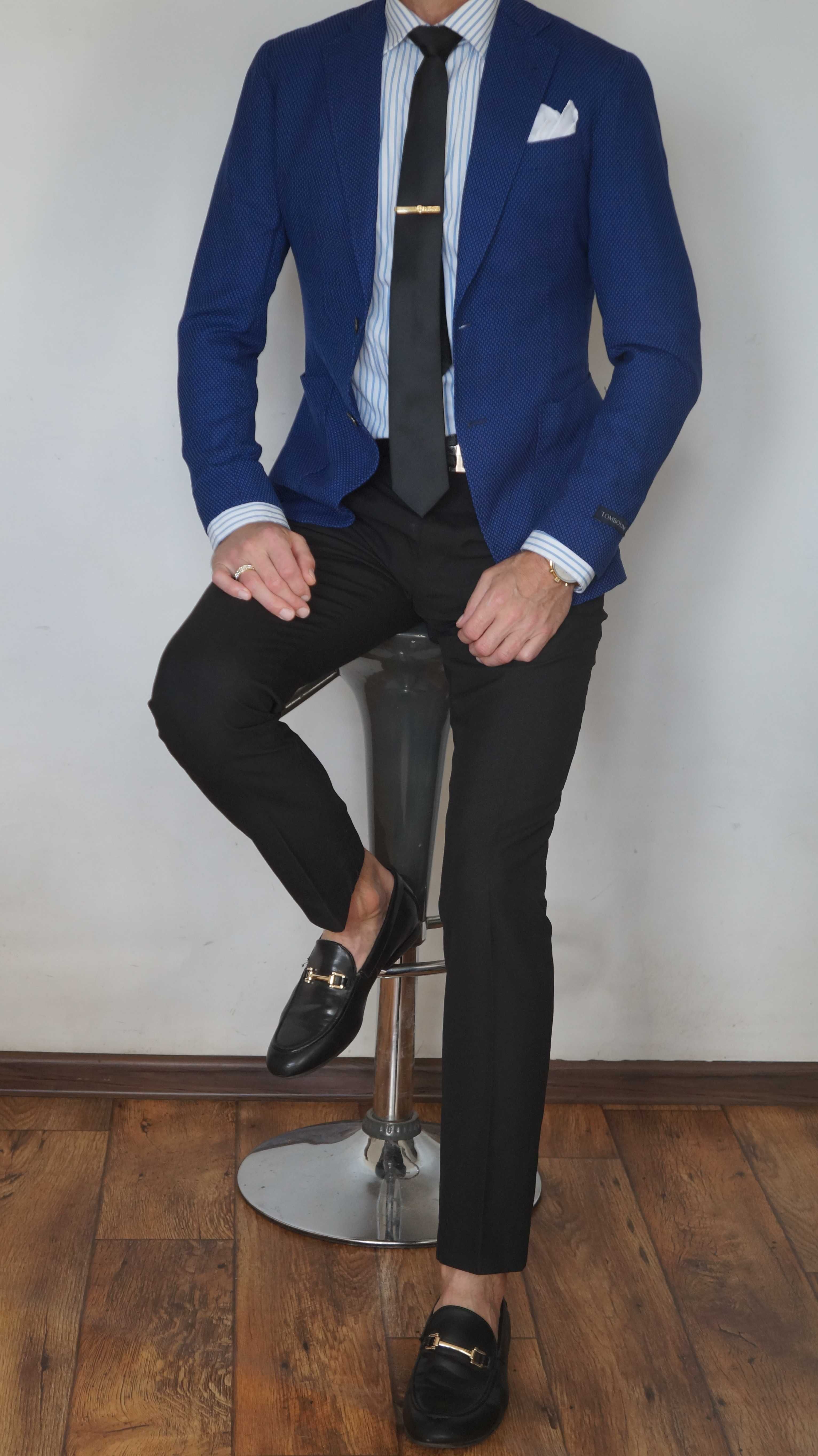 Blezer/Marynarka Tombolini Roz. 46/S Kol. Granat/Niebieski Fit