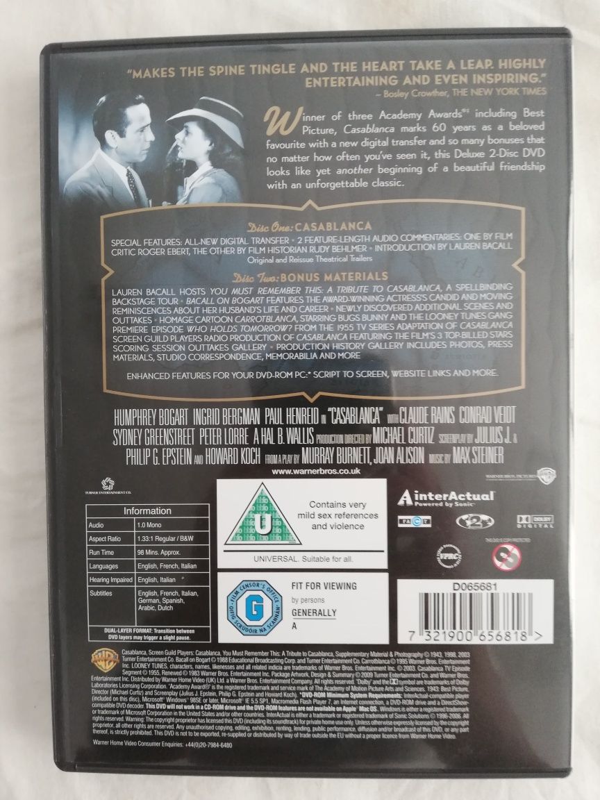 Dvd do filme clássico "Casablanca" (portes grátis)