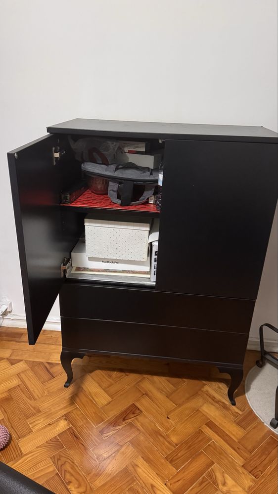 Aparador Ikea Preto com duas gavetas