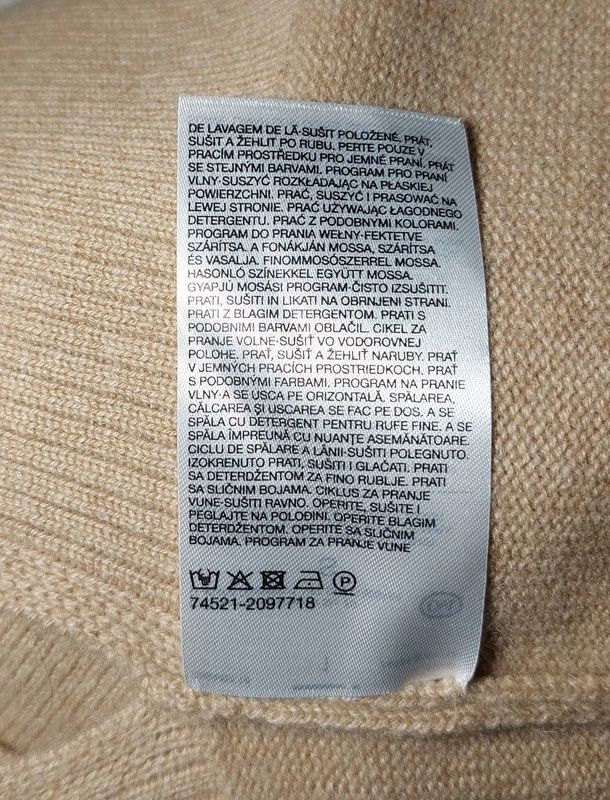 Sweter 100% kaszmir kawa z mlekiem beżowy gruby splot nowy