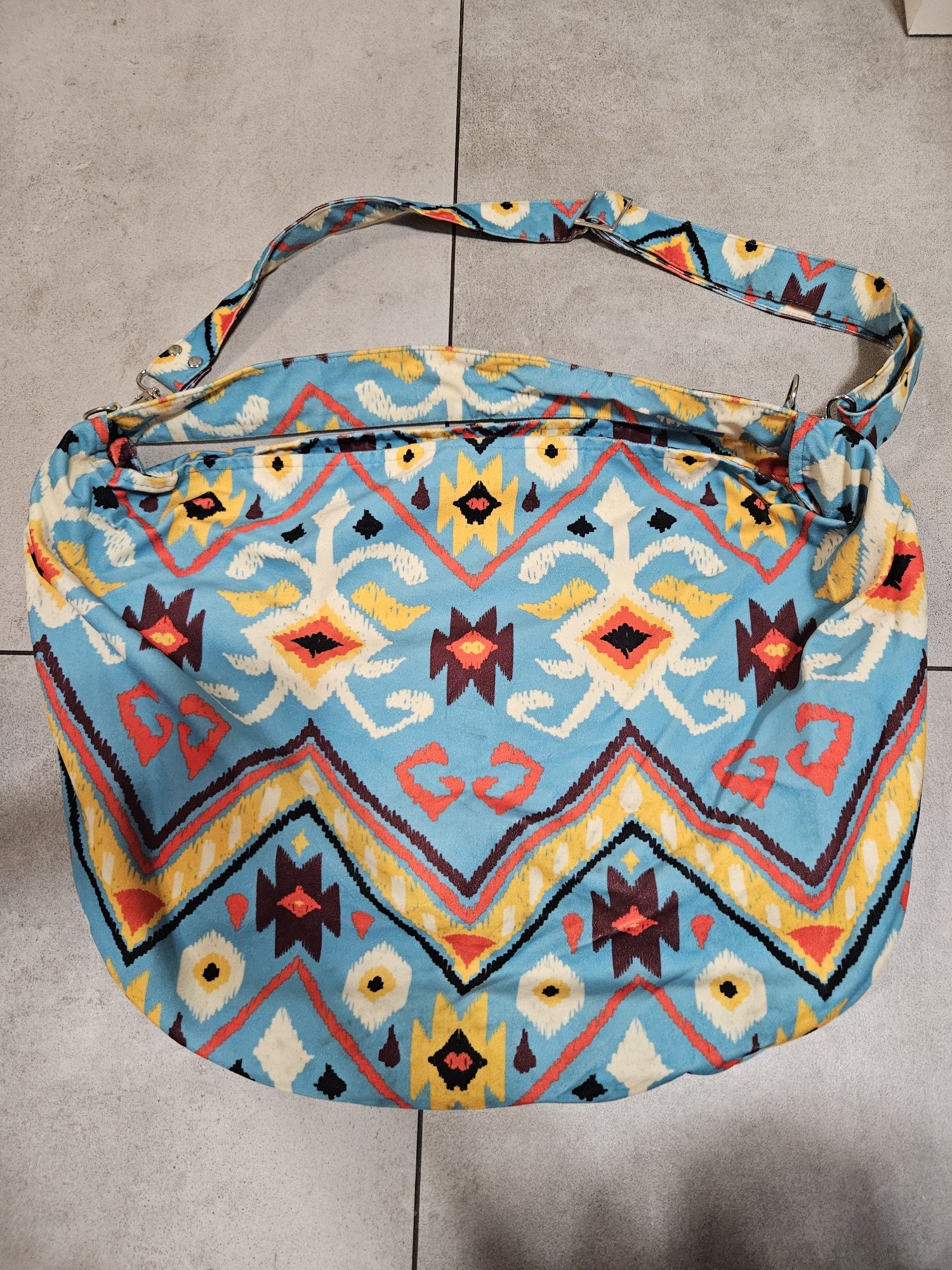 Audycka torba/worek w azteckoe wzory z weluru tapicerskiego