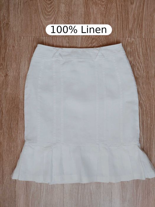 Biała spódnica XS 100% len