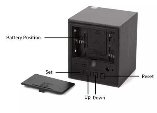 Relógio Digital Cubo Madeira Despertador Termómetro LED NOVO