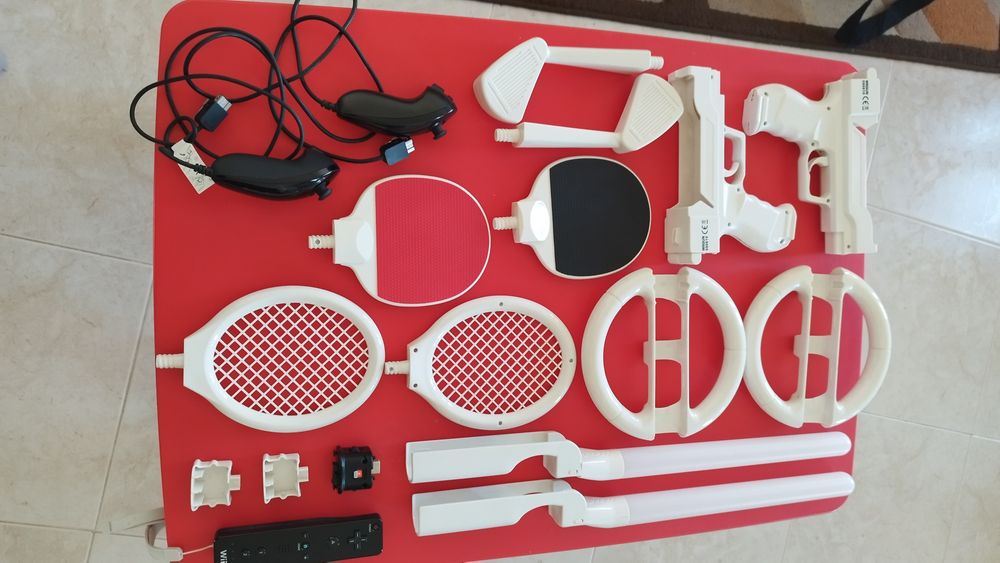 Consola Wii com todos os acessórios na imagem