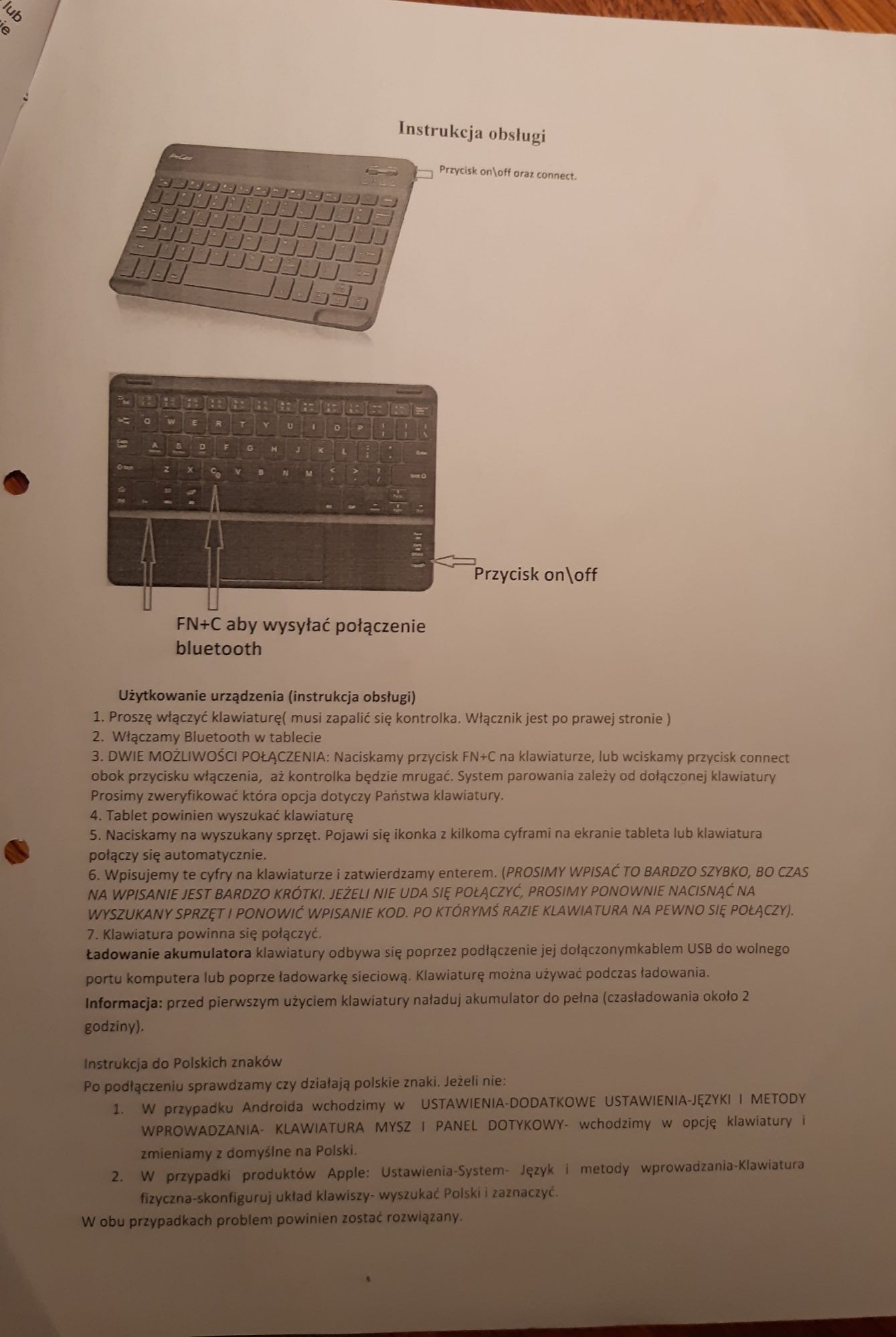 Klawiatura bezprzewodowa - bluetooth