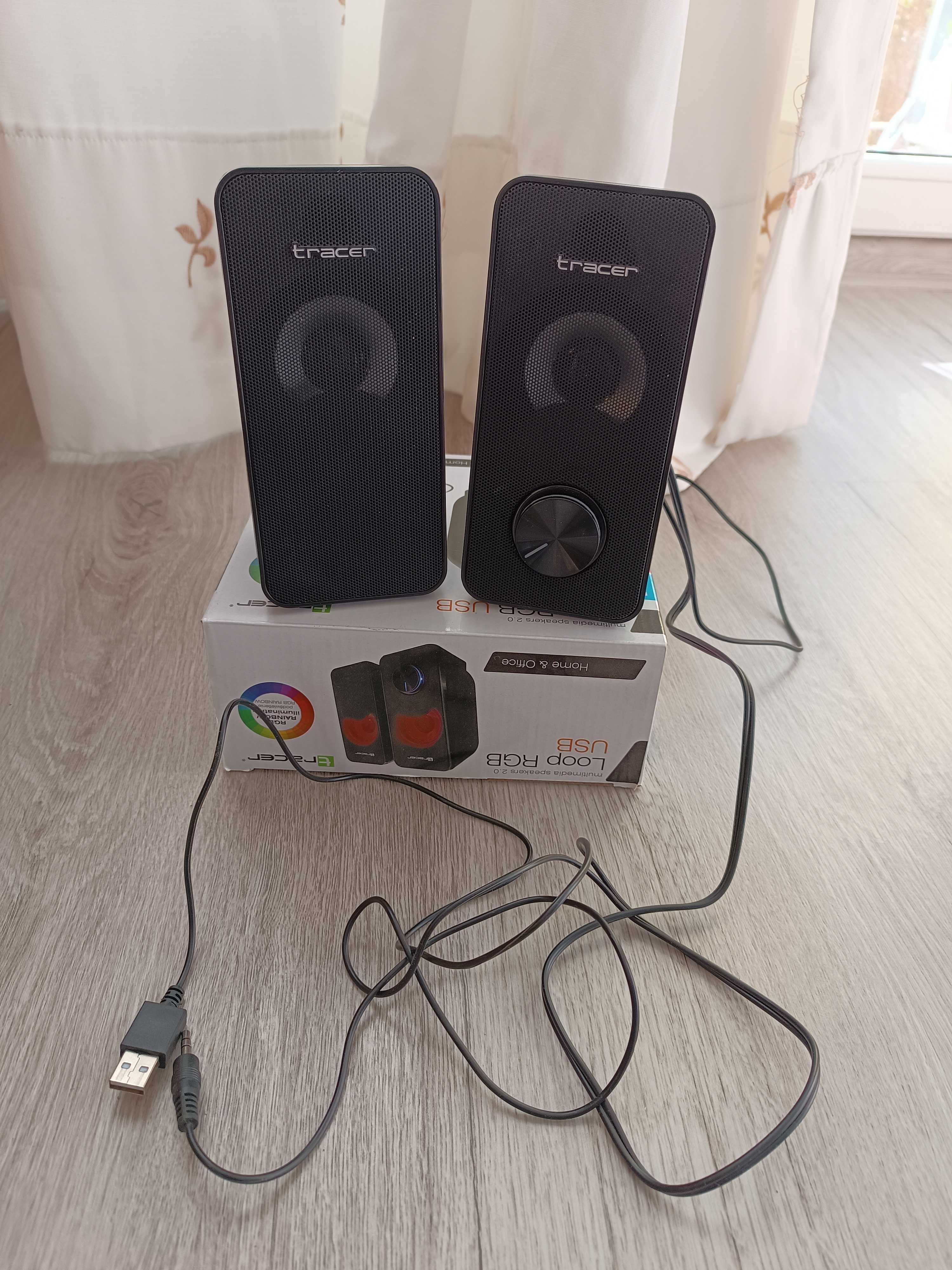 Głośniki tracker loop USB RGB jak nowe pod PC laptop telefon itp. !