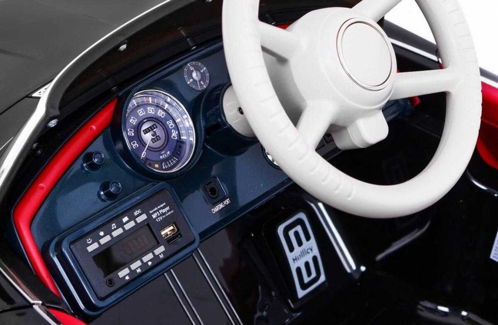 Samochód BMW 507 Retro elektryczny dla dzieci Czarny Audio LED Pilot