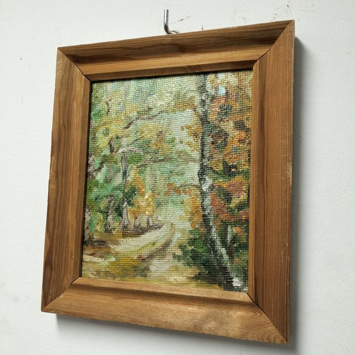 Stary obraz malowany na desce mały 4