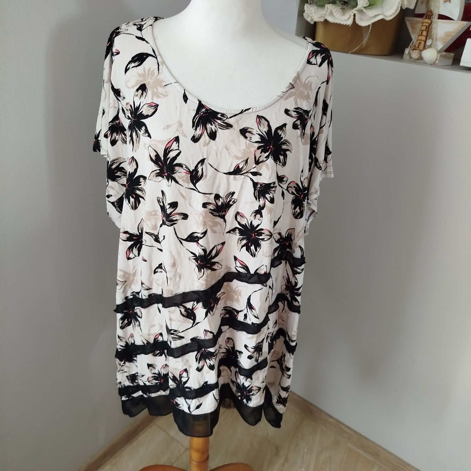 Asymetryczna tunika rogi plus size