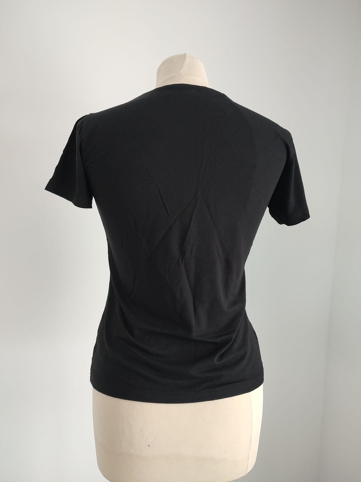 Koszulka t-shirt Esprit damska M czarna srebrny print