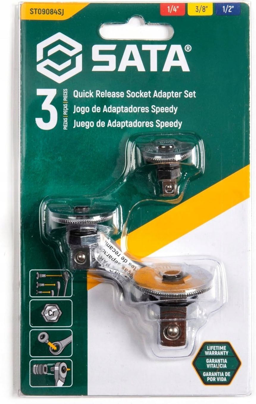 SATA KOMPLET ZESTAW ADAPTERÓW PRZEJŚCIÓWEK 1/4&quot;, 1/2&quot;, 3/8&quot; ST09084SJ