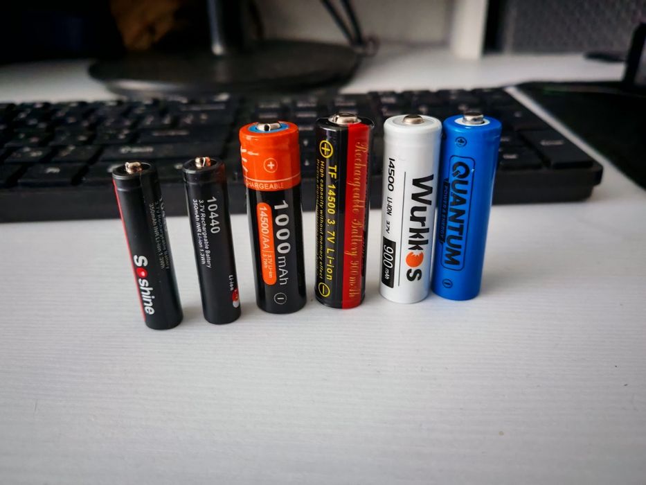 Акамулятори Li-ion 14500, 10440, NiMH 1.2v, litokalo, wurkuss, quantum