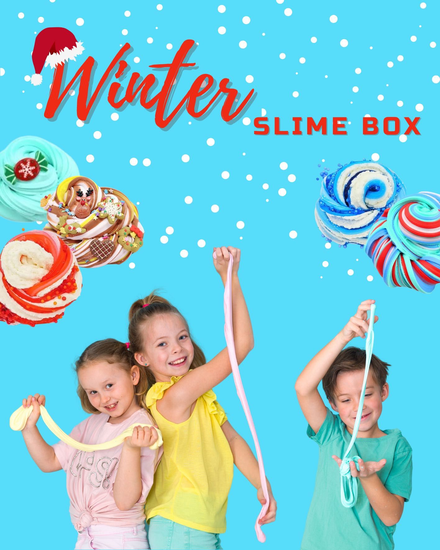 Слайм набір новорічний Winter slime box Зроби слайм 46 предмета