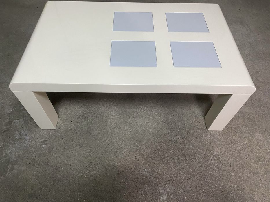 Mesa de Centro Lacada Bege e Cinza - Alto Brilho