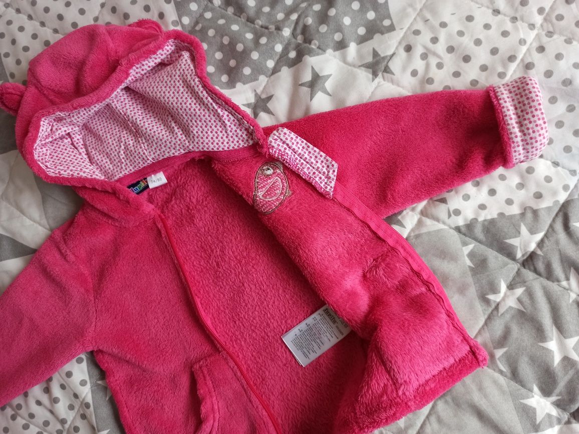 Bluza pluszowa z uszami Lidl rozm. 74/80 fuksja