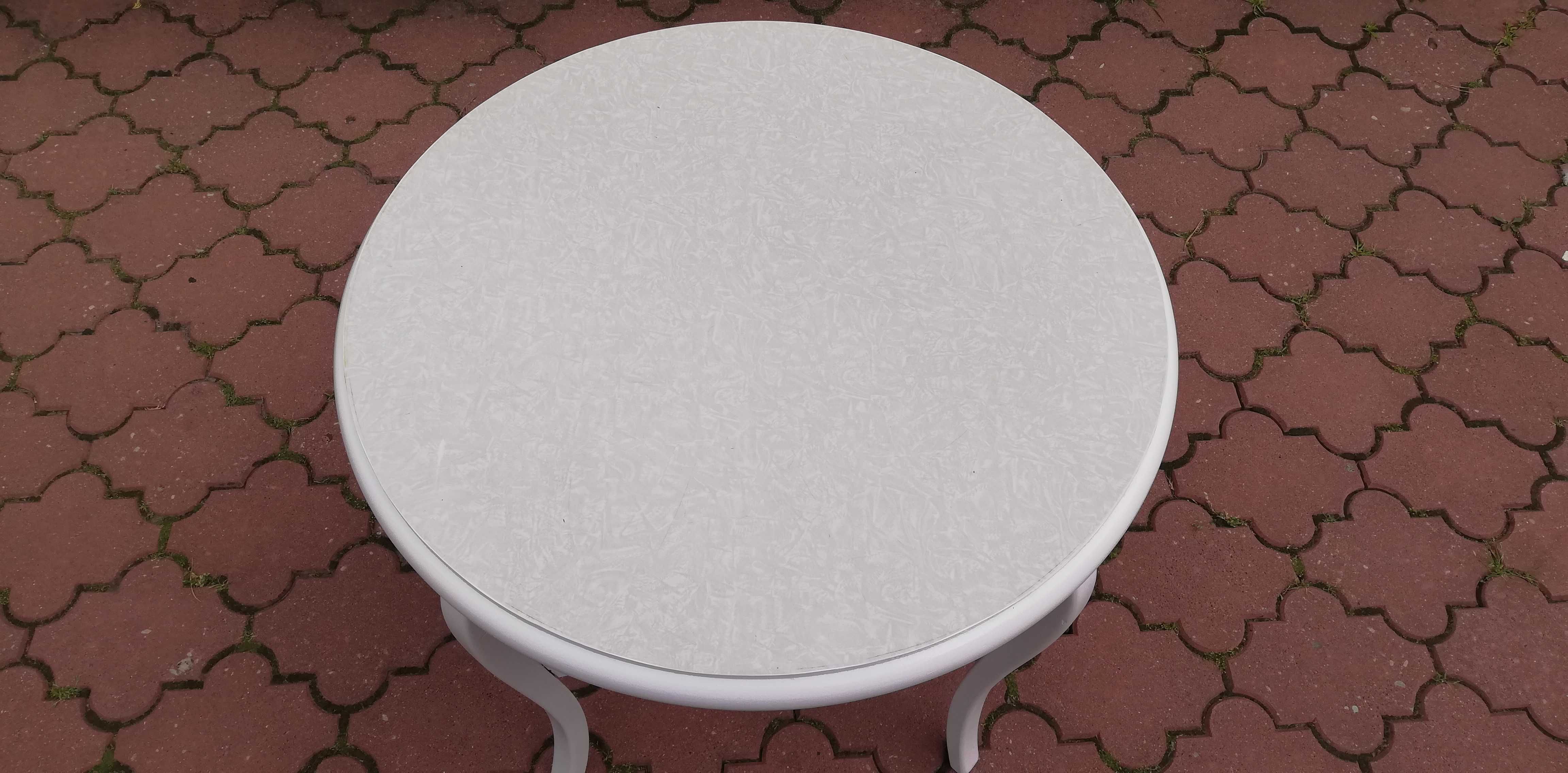 Stolik kawowy okrągły stół ława biały okrągły  gięte nogi