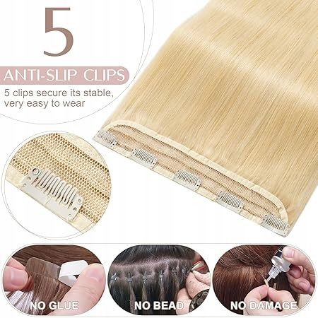 pasemka z prawdziwych włosów doczepiane jasny blond 50cm klasa 7a