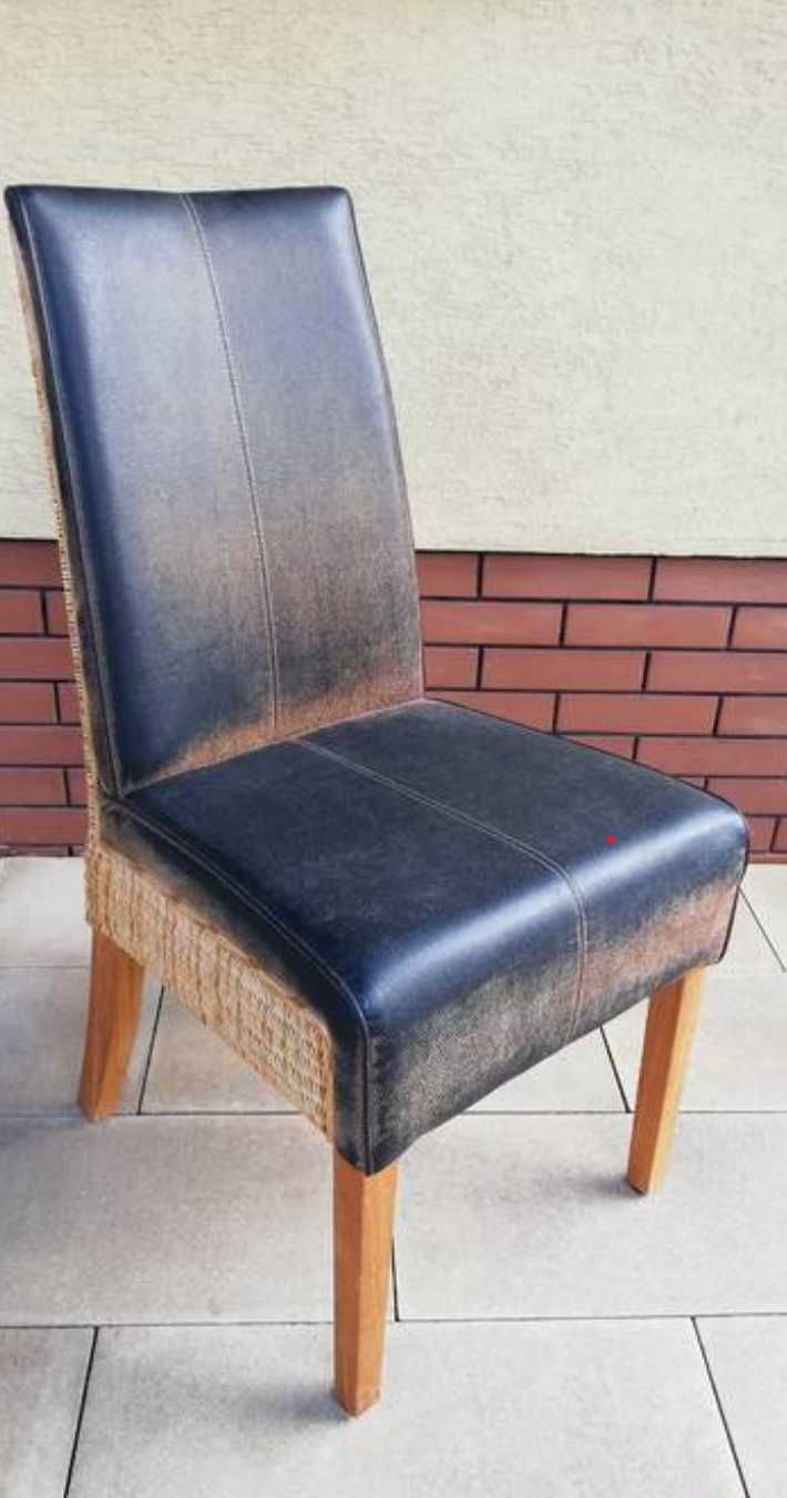 krzesła skórzane rattanowe krzesło komplet wypoczynek meble stół