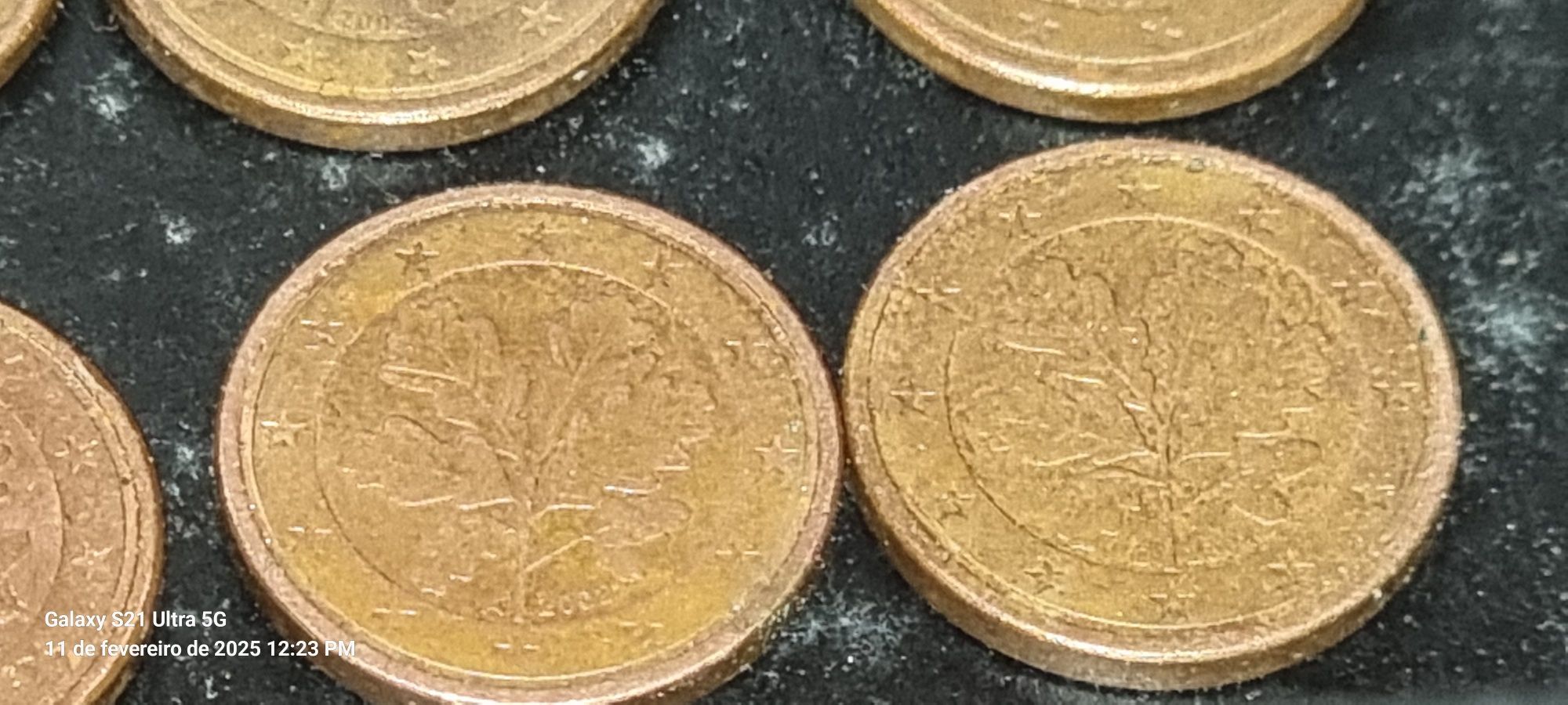Moedas para coleção, raras 1 cêntimo alemã de 2002 varias letras