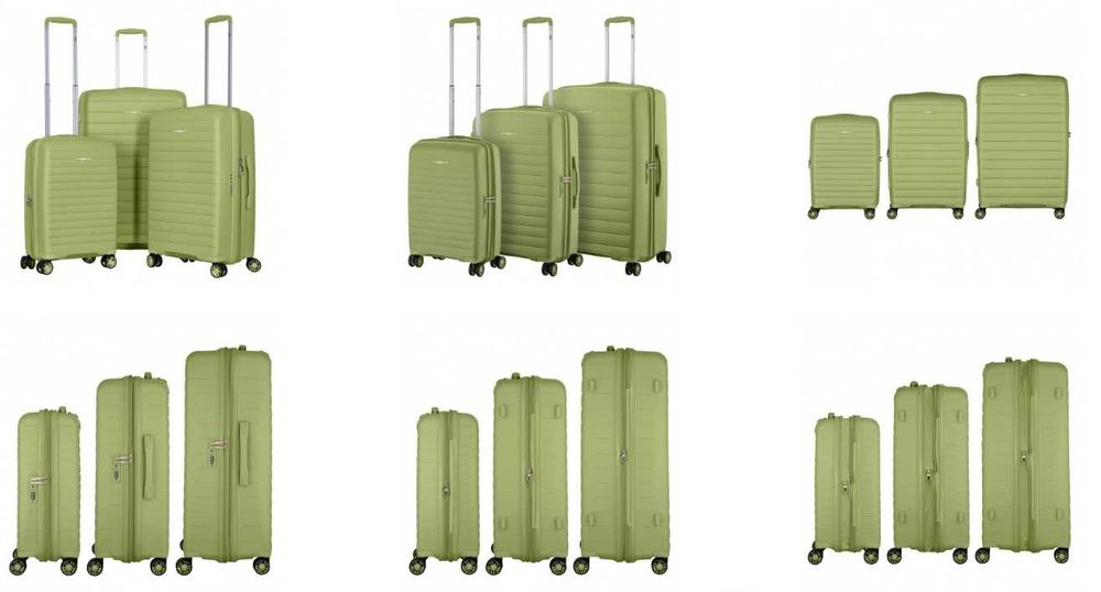 Набір валіз 2E, Aero, поліпропілен, (L+M+S), TSA, 4 колеса, EXP,-19.9%