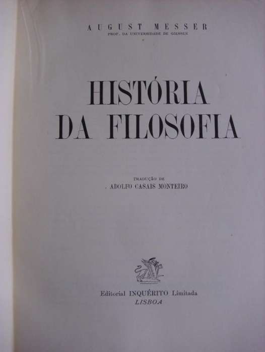 História da Filosofia de August Messer