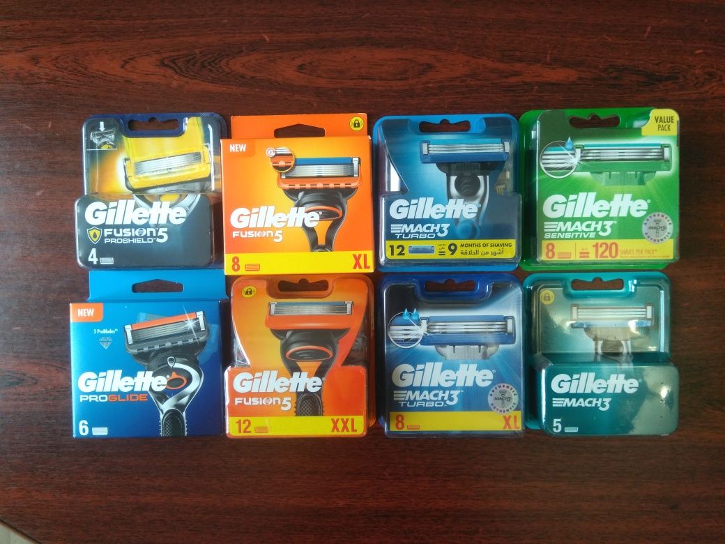 Касети для гоління Gillette Fusion5, Proglide, Mach3, Turbo