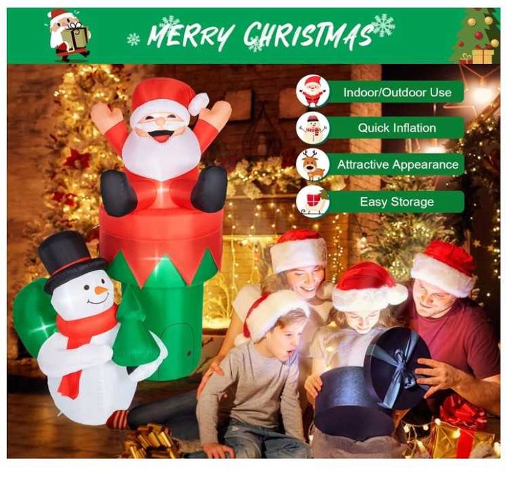 Nadmuchiwana dekoracja świąteczna Mikołaj + Bałwan 2m, oświetlenie LED