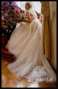 Suknia ślubna Justin Alexander regulowana przez wiązanie gorsetowe