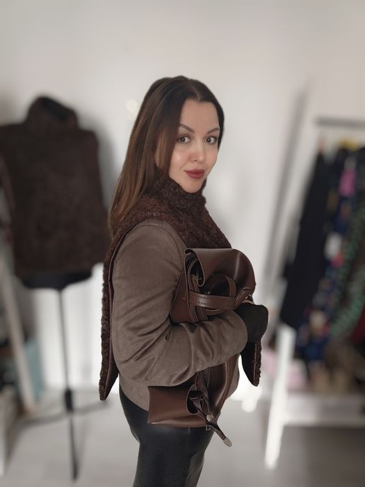 Хутряна манішка еко хутро під норку бежева