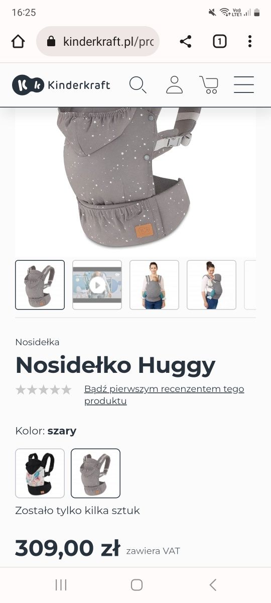 Nosidełko Huggy Kinderkraft ergonomiczne nosidełko od 3msc do 20kg